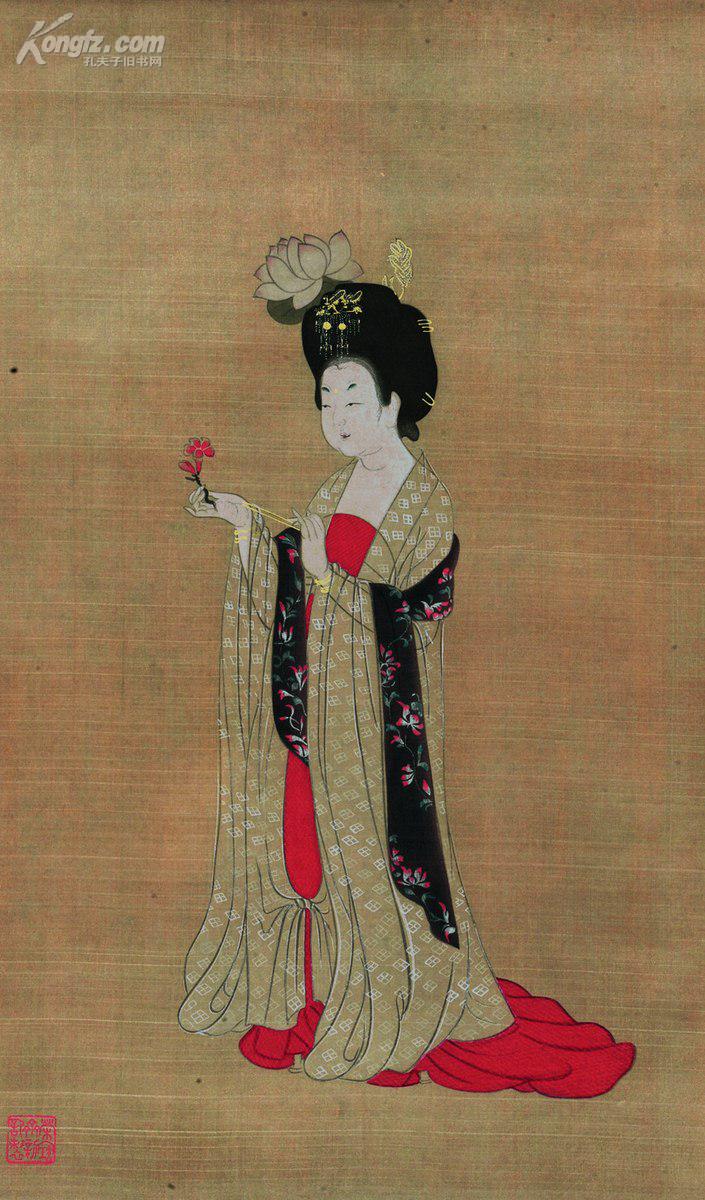拍品详情 > 拍品大图  唐周昉簪花仕女图局部 滚动鼠标滚轴,图片即可