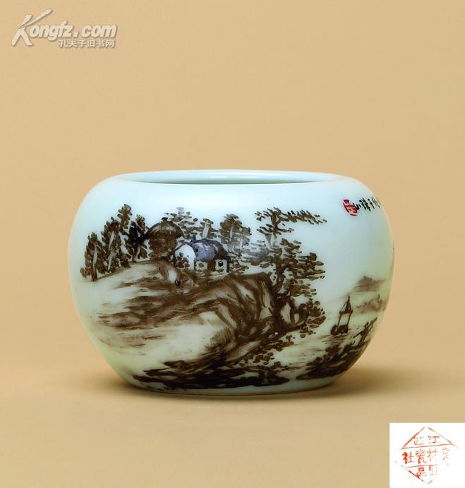 拍品详情 > 拍品大图 民国袁林墨彩山水小水盂 滚动鼠标滚轴,图片
