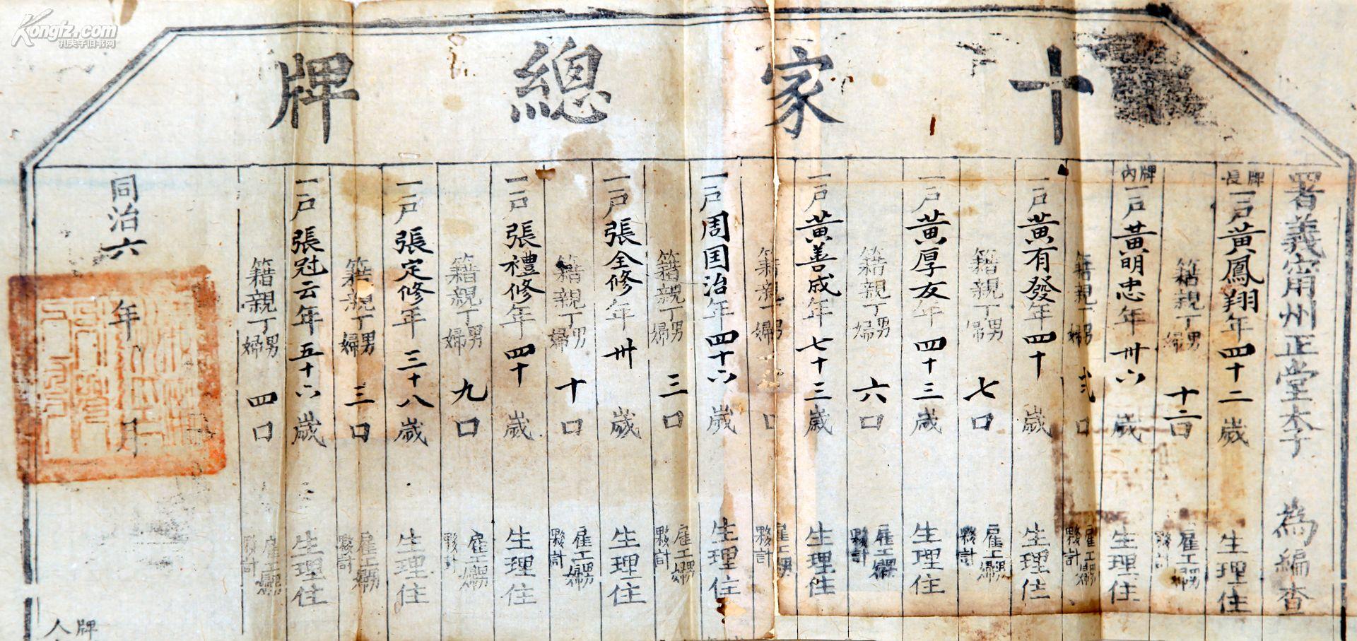 十家总牌(清保甲制实物)