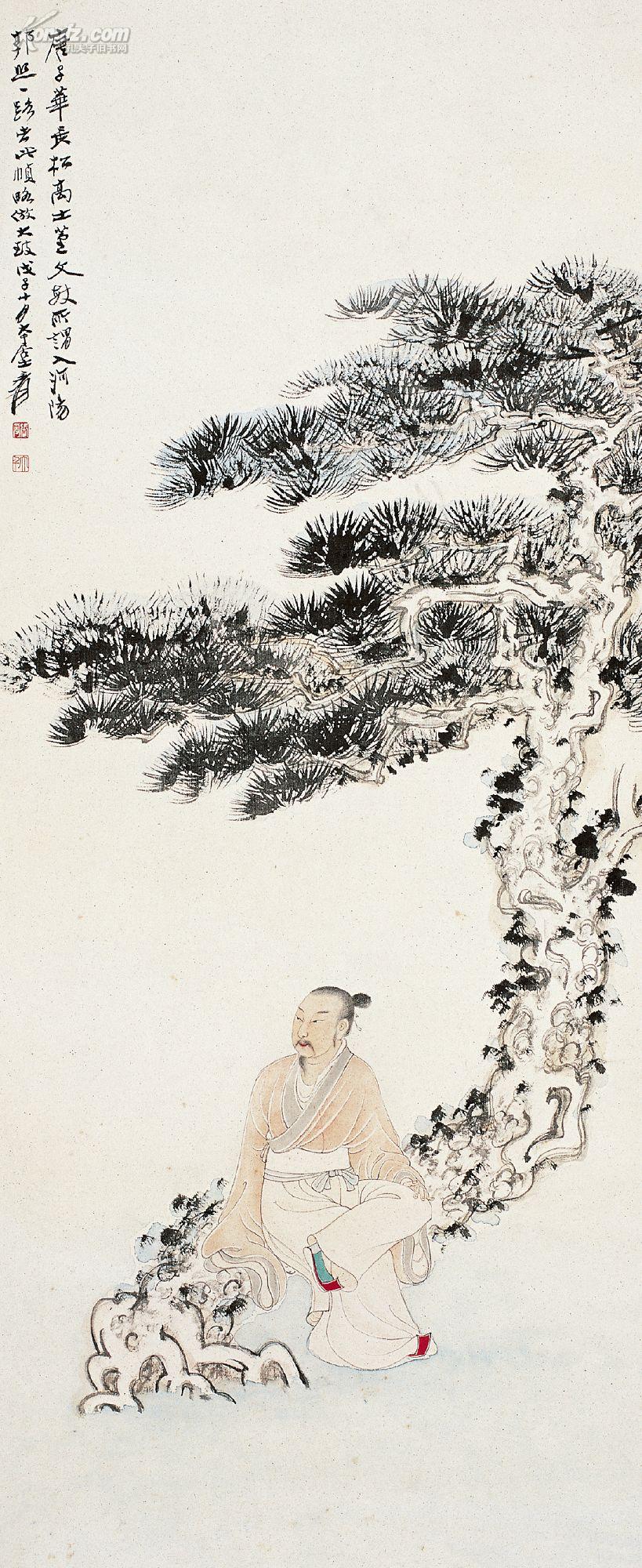 拍品详情 > 拍品大图 张大千(1899～1983)长松高士图 滚动鼠标滚轴